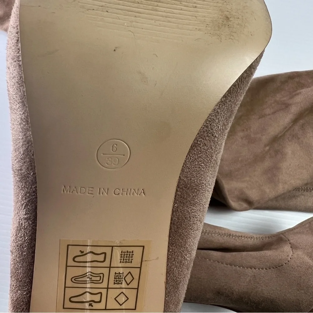 Truffle Collection Boots womens 8.5 Tan Knee High Theda Clear Heel Pull On